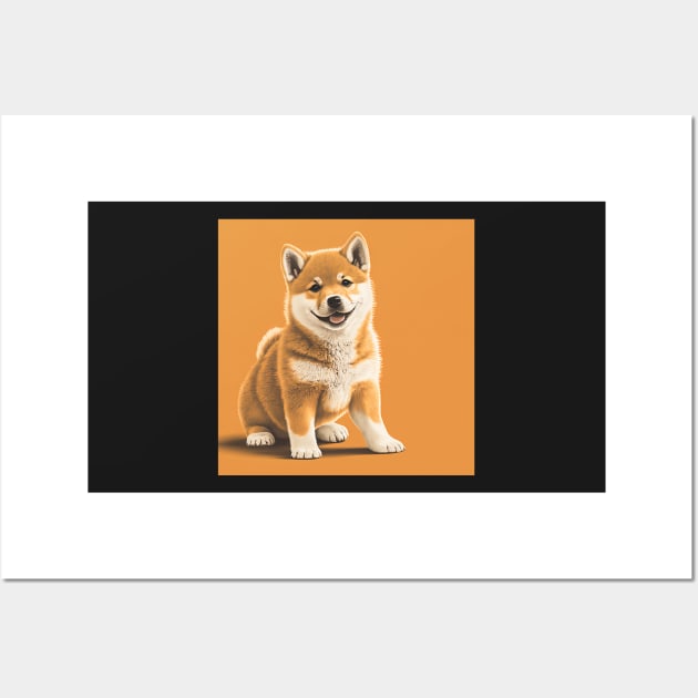 Funny and Cute Shiba Inu Dog Illustration Drawing Wall Art by unrealartwork